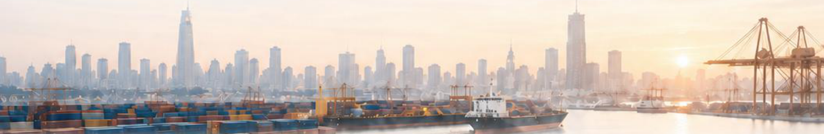 Container port and city skyline